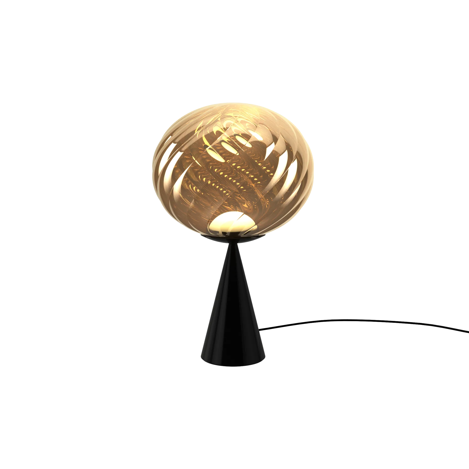 Whirl cone Tablett Tischleuchte, Gold-black Tom Dixon