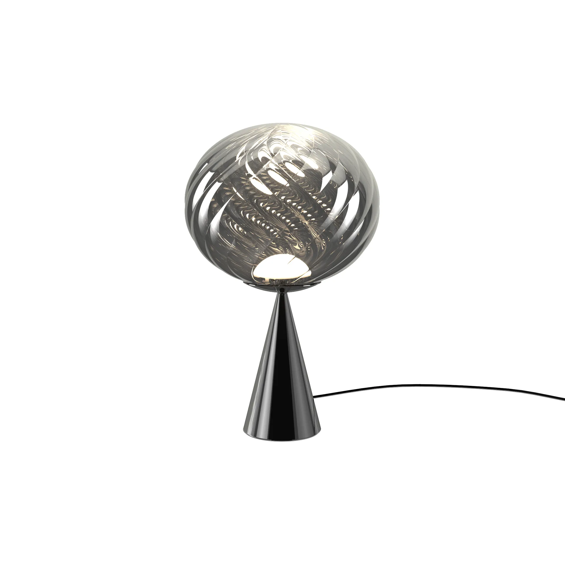 Whirl cone Tablett Tischleuchte, Silver-black Tom Dixon