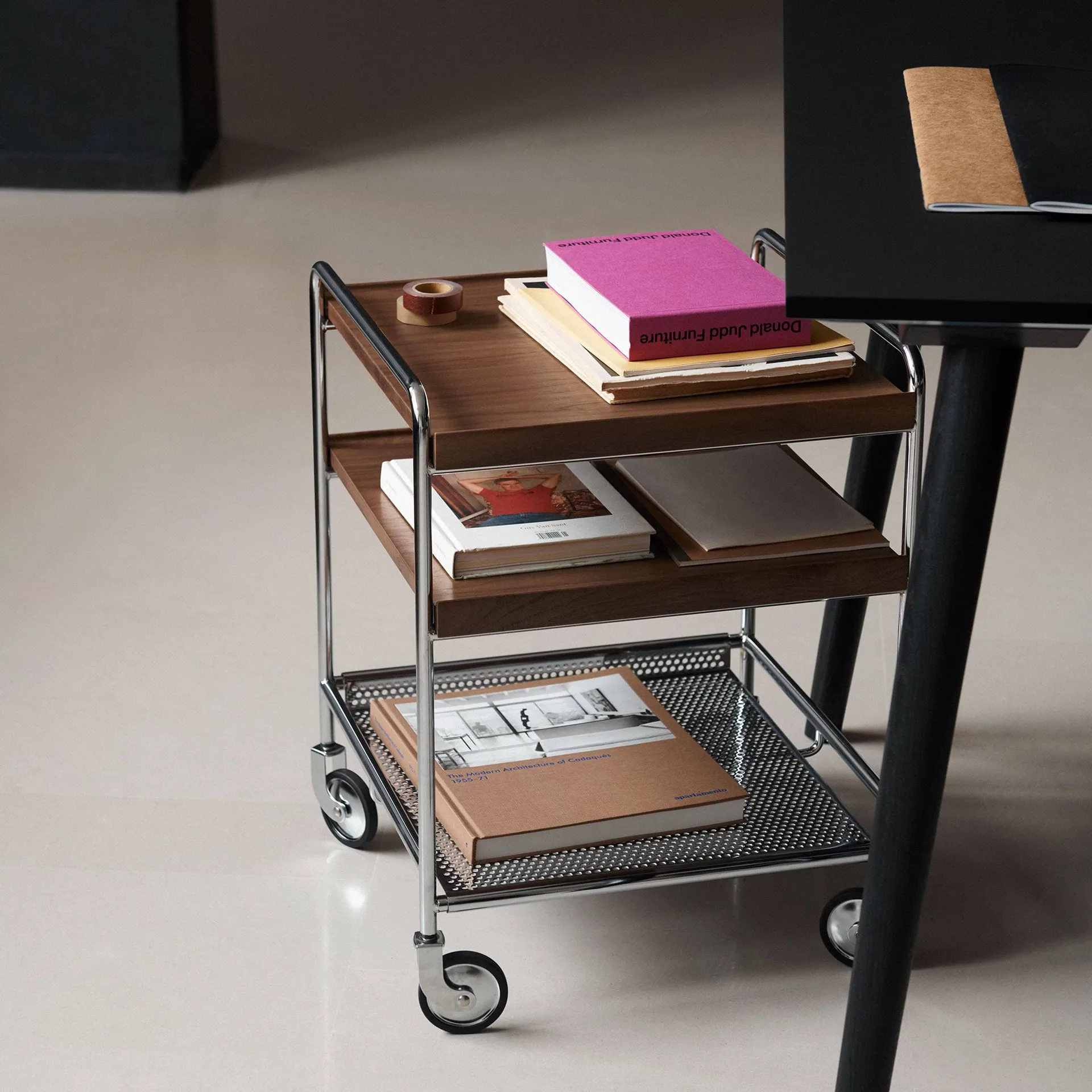 Alima NDS2 Servierwagen, Lackierte Walnuss-Chrome &Tradition