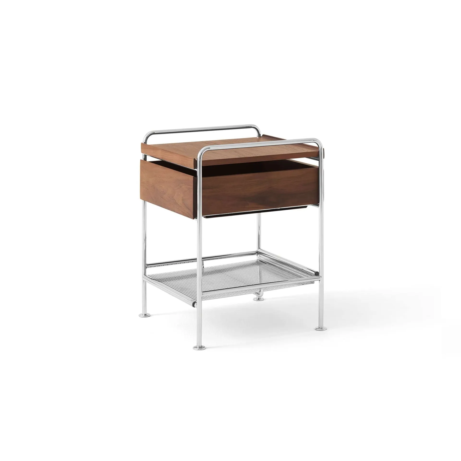 Alima NDS3 Beistelltisch, Lackierte Walnuss-Chrome &Tradition