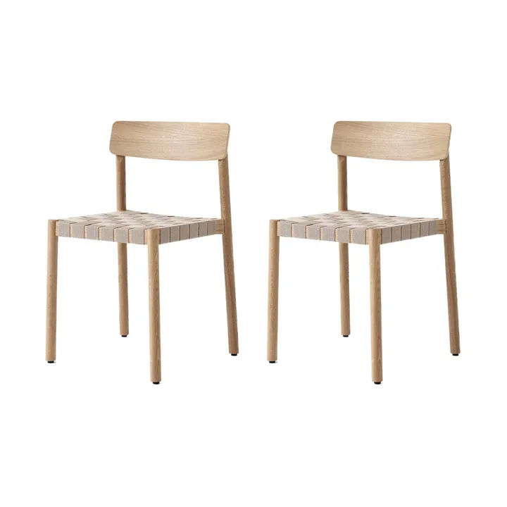 Betty TK1 Stuhl, Eiche-naturgeflochtene Leinenband-Sitzfläche, 2er Pack - &Tradition