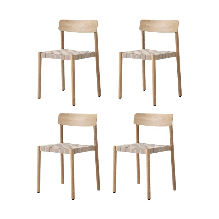 Betty TK1 Stuhl, Eiche-naturgeflochtene Leinenband-Sitzfläche, 4er Pack - &Tradition