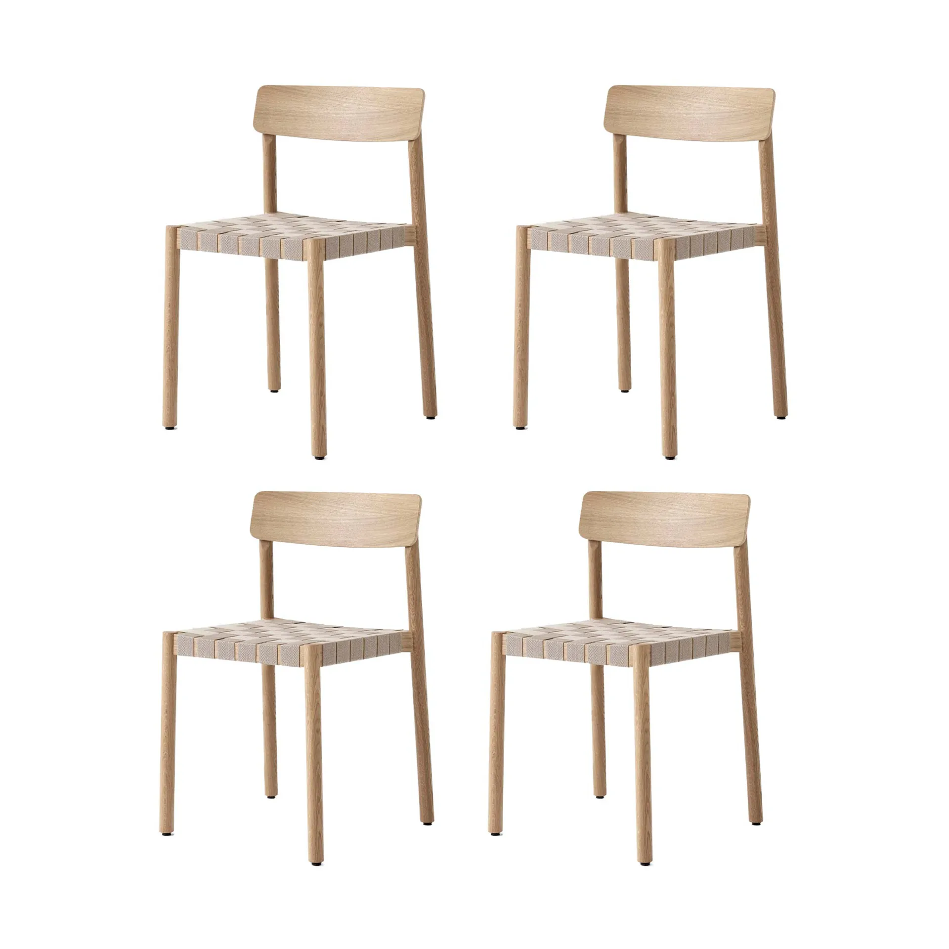 Betty TK1 Stuhl, Eiche-naturgeflochtene Leinenband-Sitzfläche, 4er Pack &Tradition