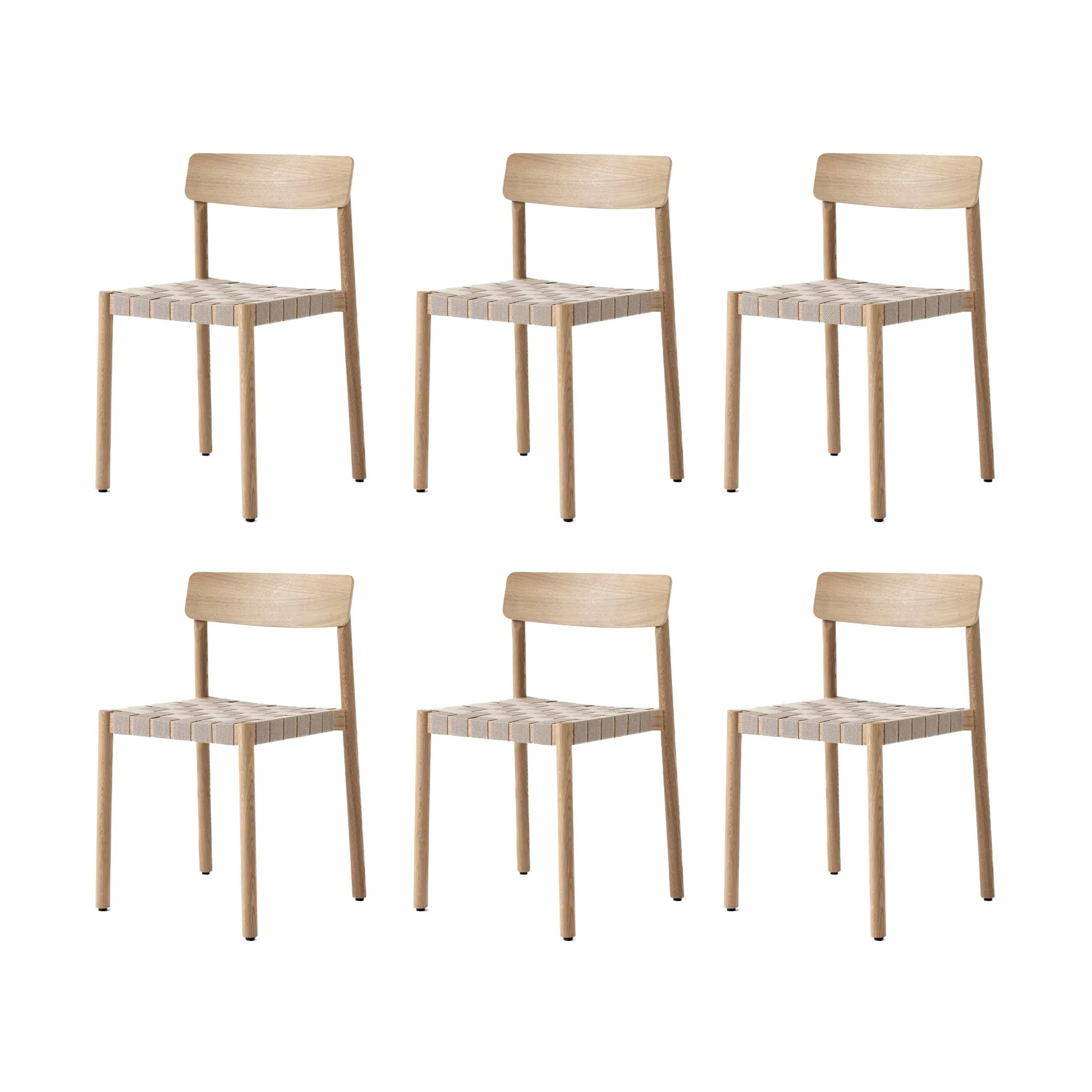 Betty TK1 Stuhl, Eiche-naturgeflochtene Leinenband-Sitzfläche, 6er Pack,  &Tradition