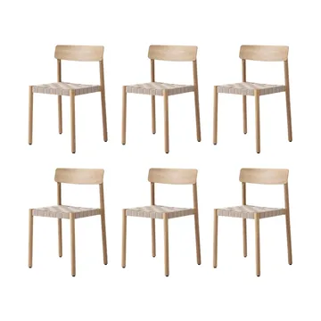 Betty TK1 Stuhl, Eiche-naturgeflochtene Leinenband-Sitzfläche, 6er Pack - &Tradition