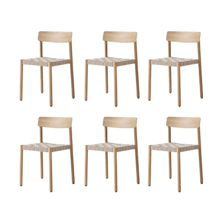 Betty TK1 Stuhl, Eiche-naturgeflochtene Leinenband-Sitzfläche, 6er Pack - &Tradition