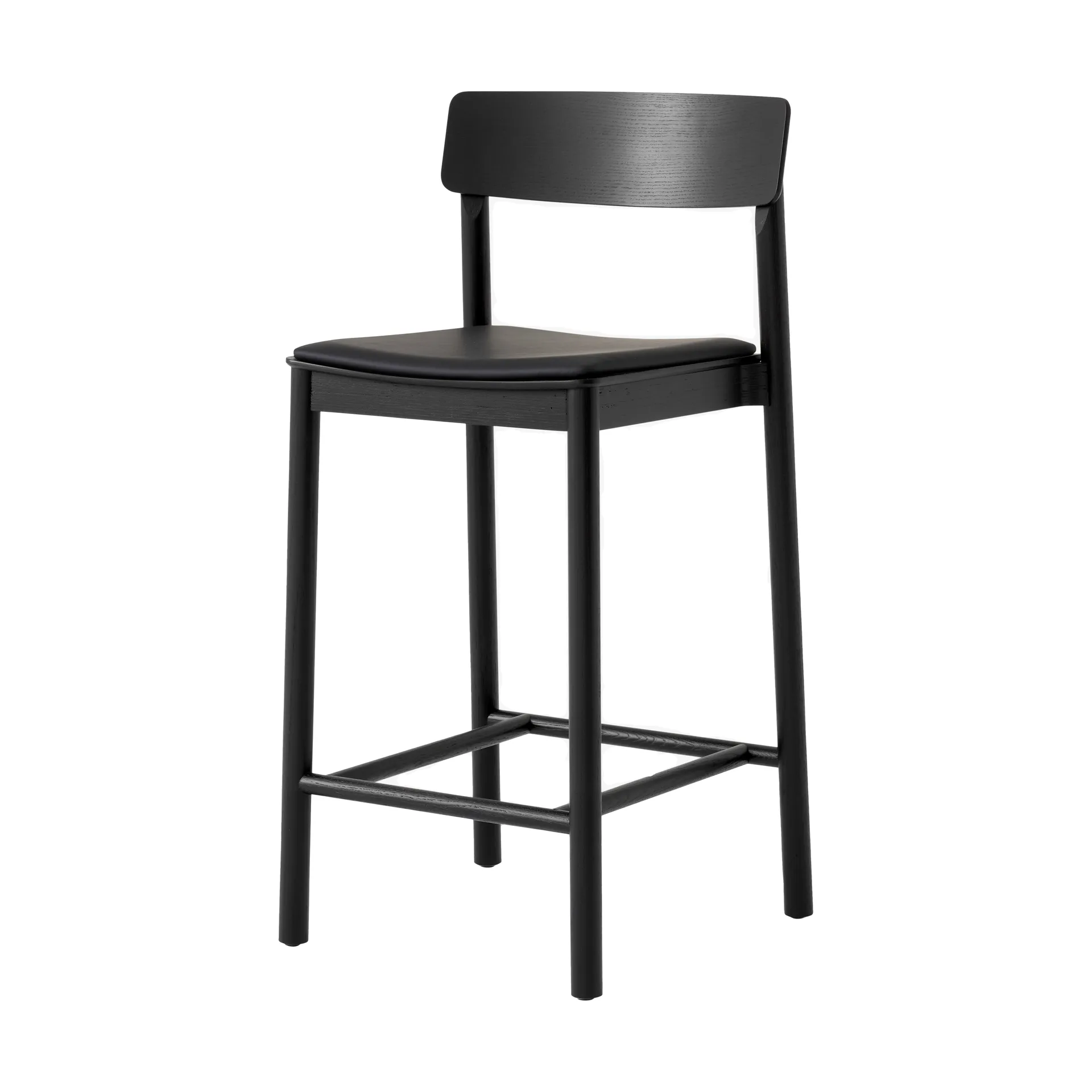 Betty TK14 Counter Chair Barstuhl 65 cm, Noble schwarzes leder-schwarz lackierte esche &Tradition