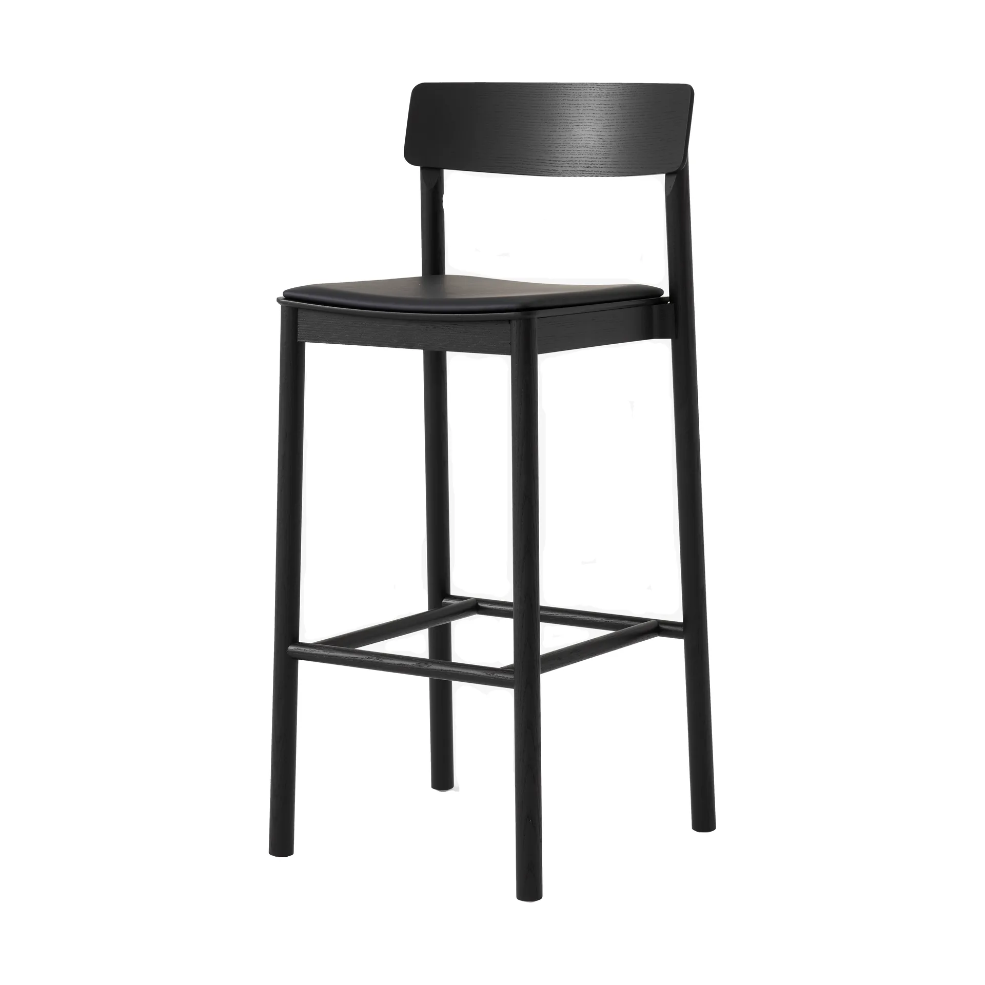 Betty TK17 Bar Chair Barstuhl 75 cm, Noble schwarzes leder-schwarz lackierte esche &Tradition