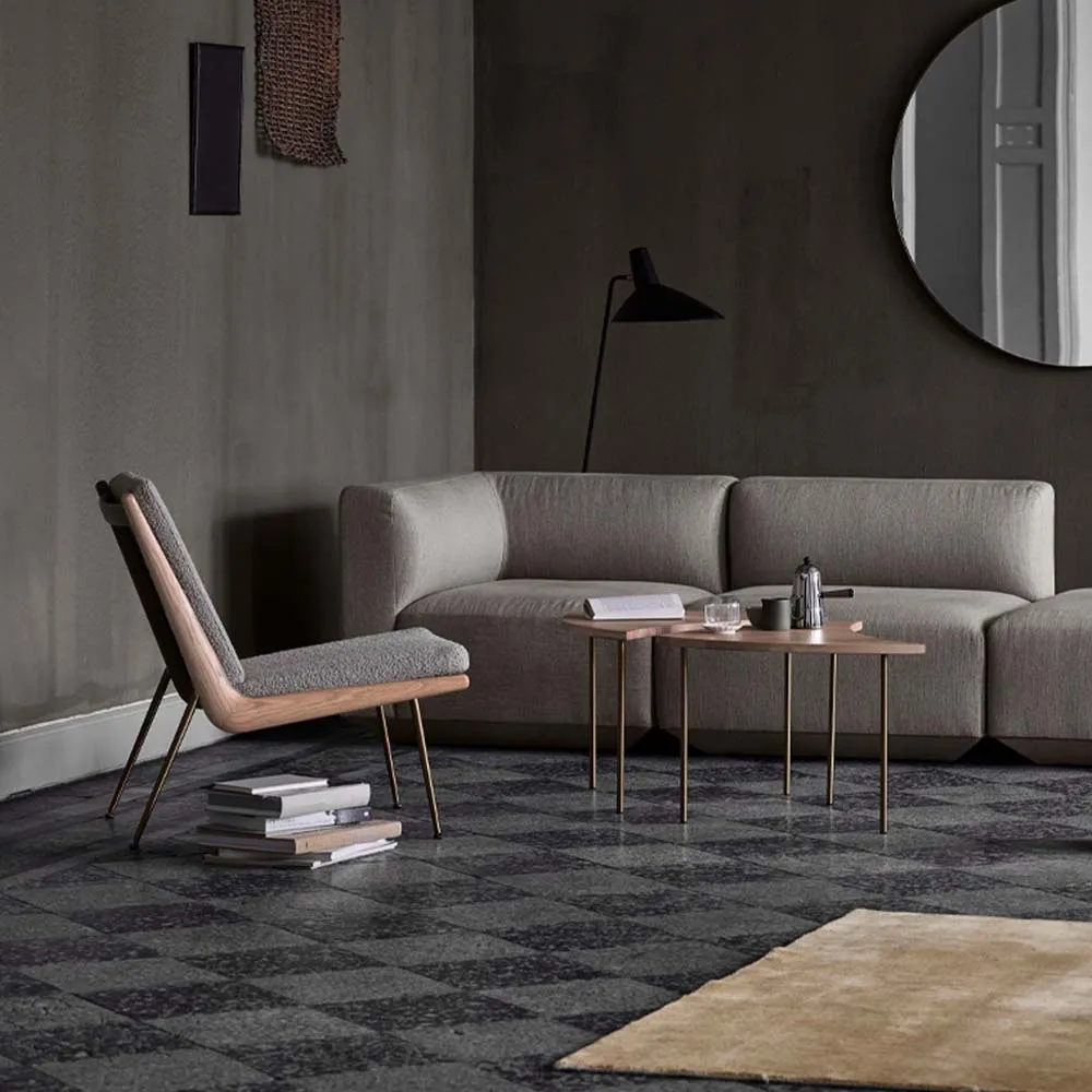 Boomerang HM1 Sessel, Stoff hallingdal 130 grau, Walnussbeine geölt &Tradition