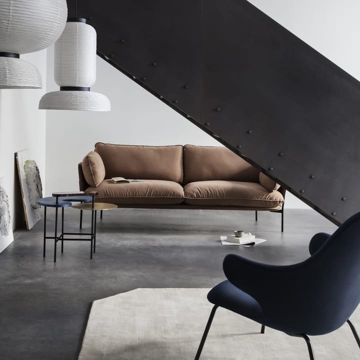 Catch JH14 Loungesessel, Stoff hallingdal 110 grey, Stahlgestell schwarz lackiert &Tradition