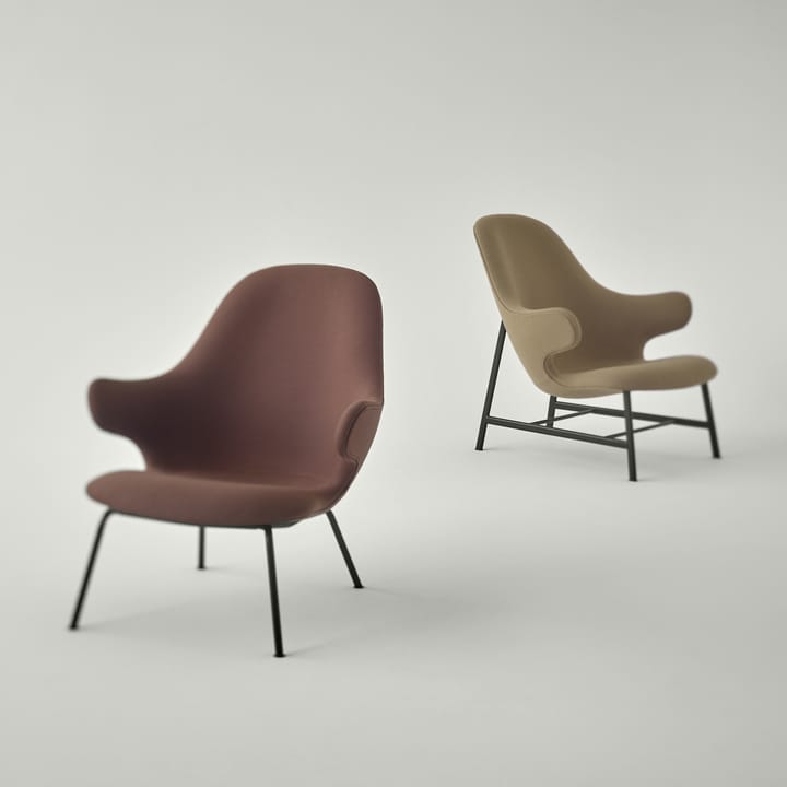 Catch JH14 Loungesessel, Stoff hallingdal 110 grey, Stahlgestell schwarz lackiert &Tradition