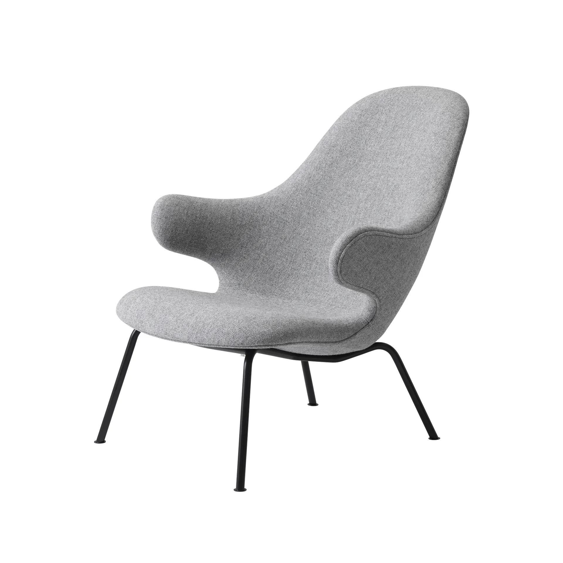 Catch JH14 Loungesessel, Stoff hallingdal 110 grey, Stahlgestell schwarz lackiert &Tradition