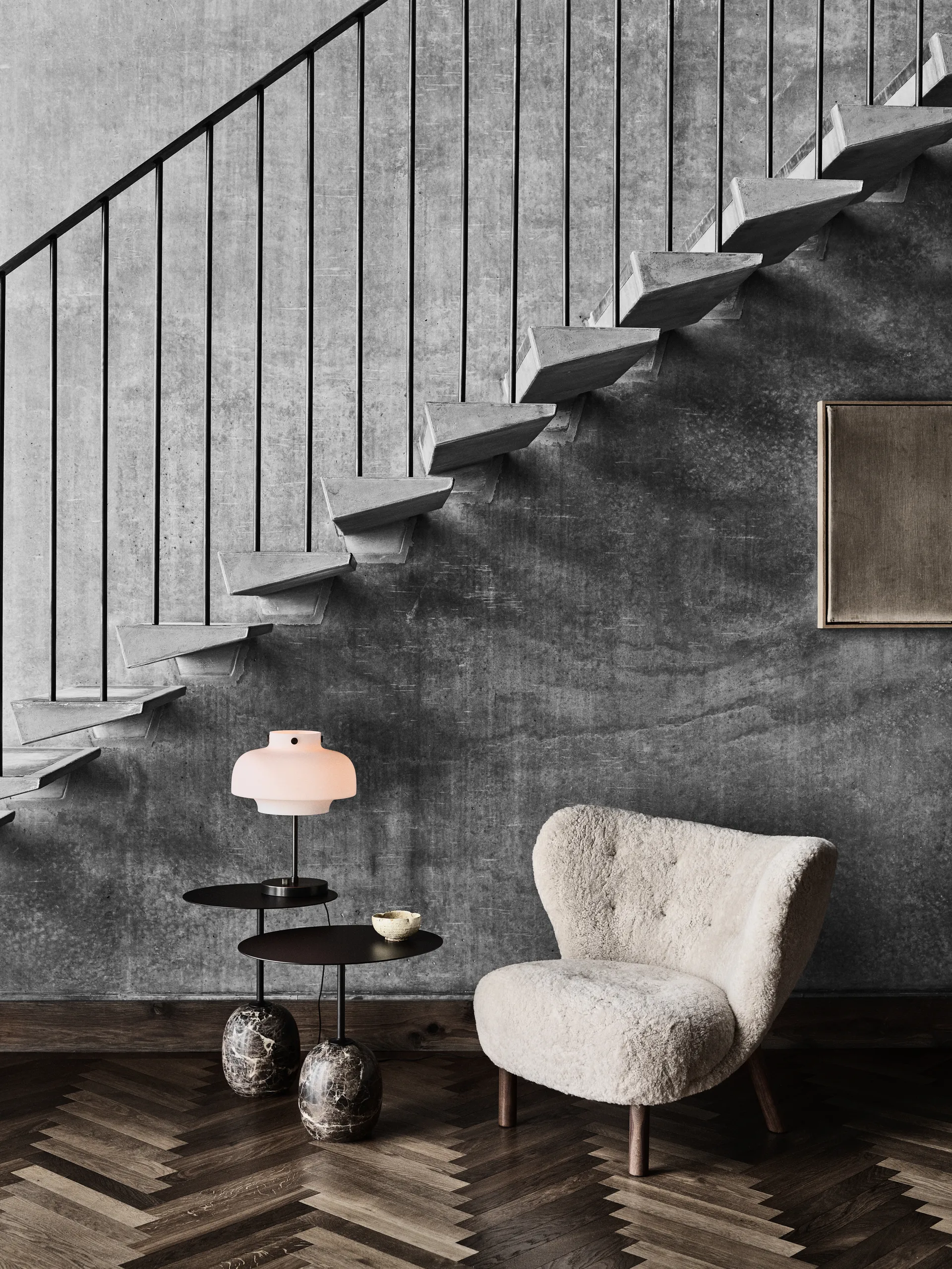 Lato Tisch LN8, Warm black-Emparador marble &Tradition