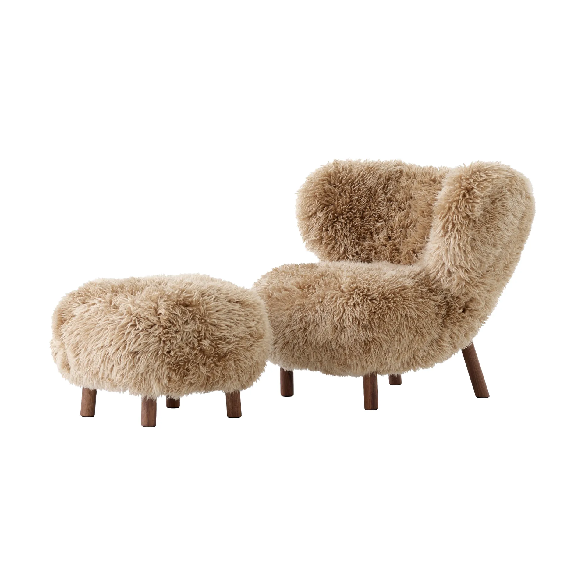 Little Petra VB1 Fauteuil inkl. Fußhocker ATD1, Walnuss geölt-Sheepskin honey &Tradition