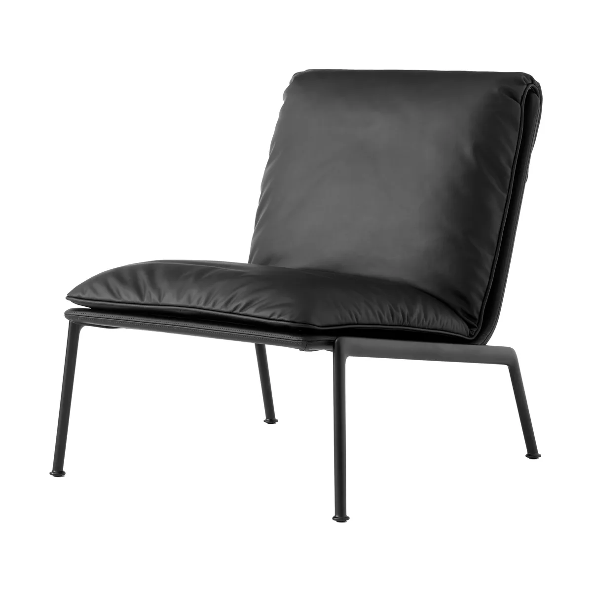 &Tradition Muno LN18 Lounge-Sessel Dark chrome-Noble leather Black