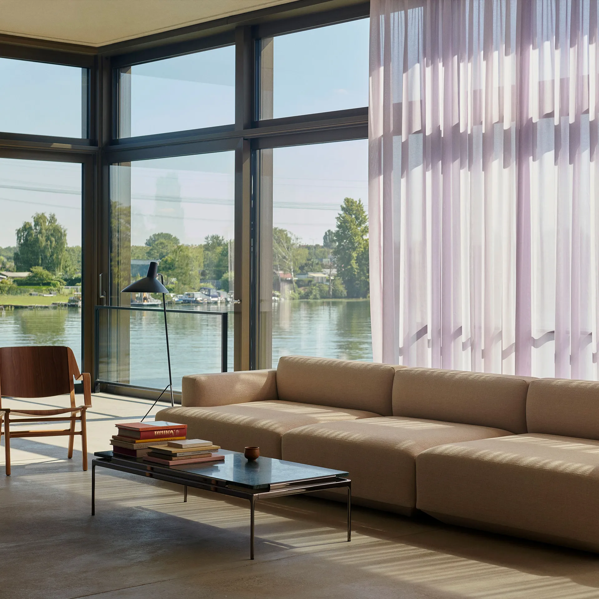 Sett LN12 Couchtisch, Verde guatemala-dark chrome &Tradition