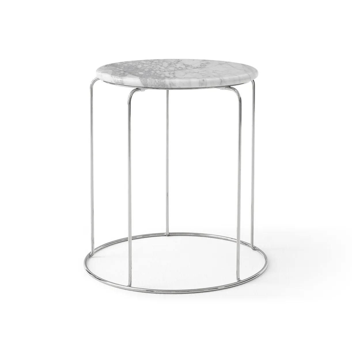 Wire Stool VP11 Topplatte Ø38 cm, Marmor Bianco Carrara &Tradition