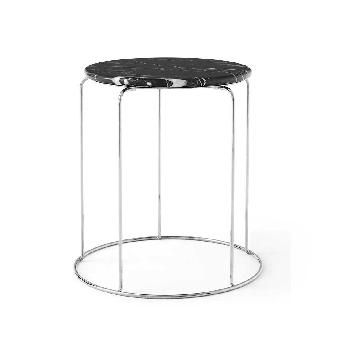 Wire Stool VP11 Topplatte Ø38 cm, Marmor Nero Marquina &Tradition