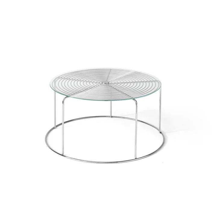 Wire VP17 Couchtisch - Edelstahl Stahl-Glas, Ø74x36 cm - &Tradition