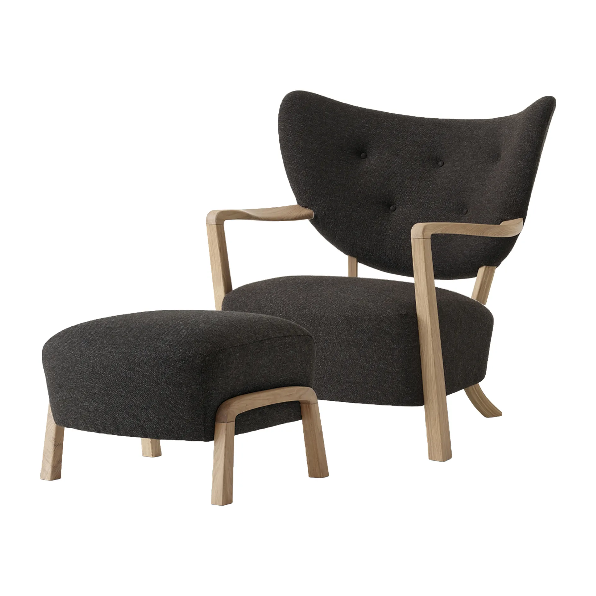 Wulff Lounge Chair ATD2 Fauteuil inkl. Fußhocker ATD3, Eiche geölt-Hallingdal 376 &Tradition