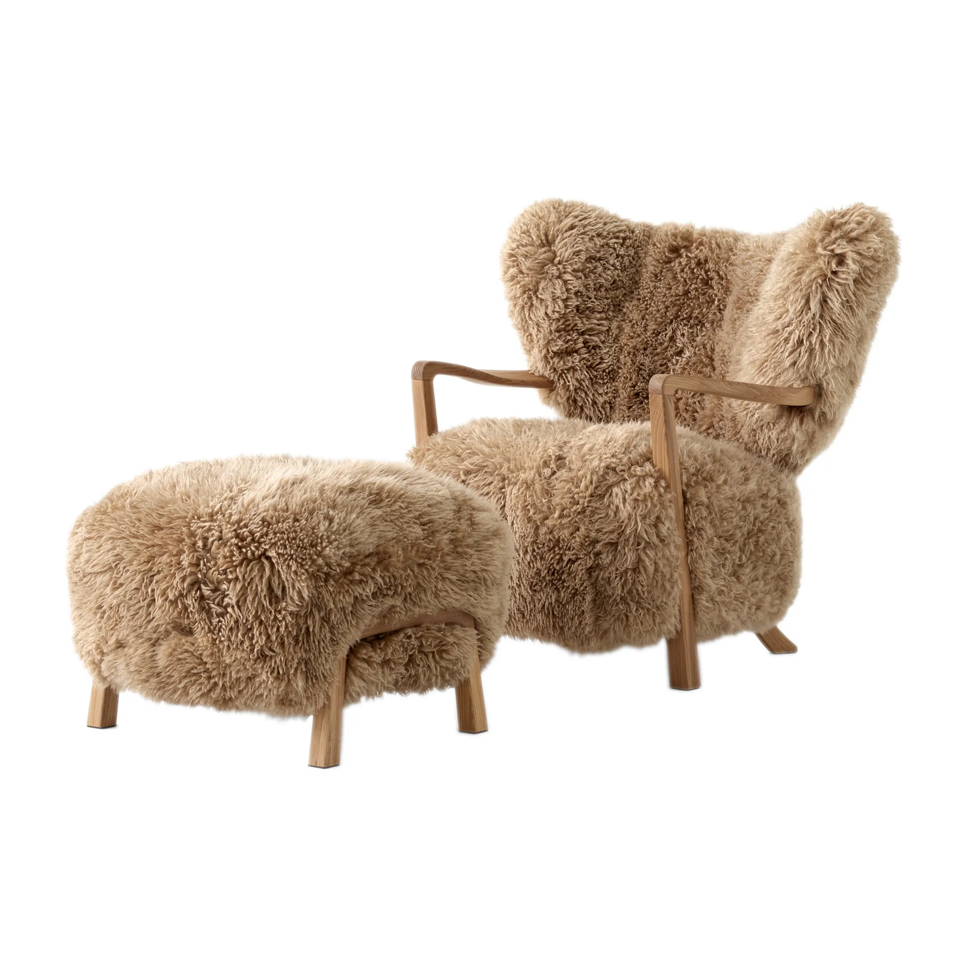 Wulff Lounge Chair ATD2 Fauteuil inkl. Fußhocker ATD3, Eiche geölt-Sheepskin honey &Tradition
