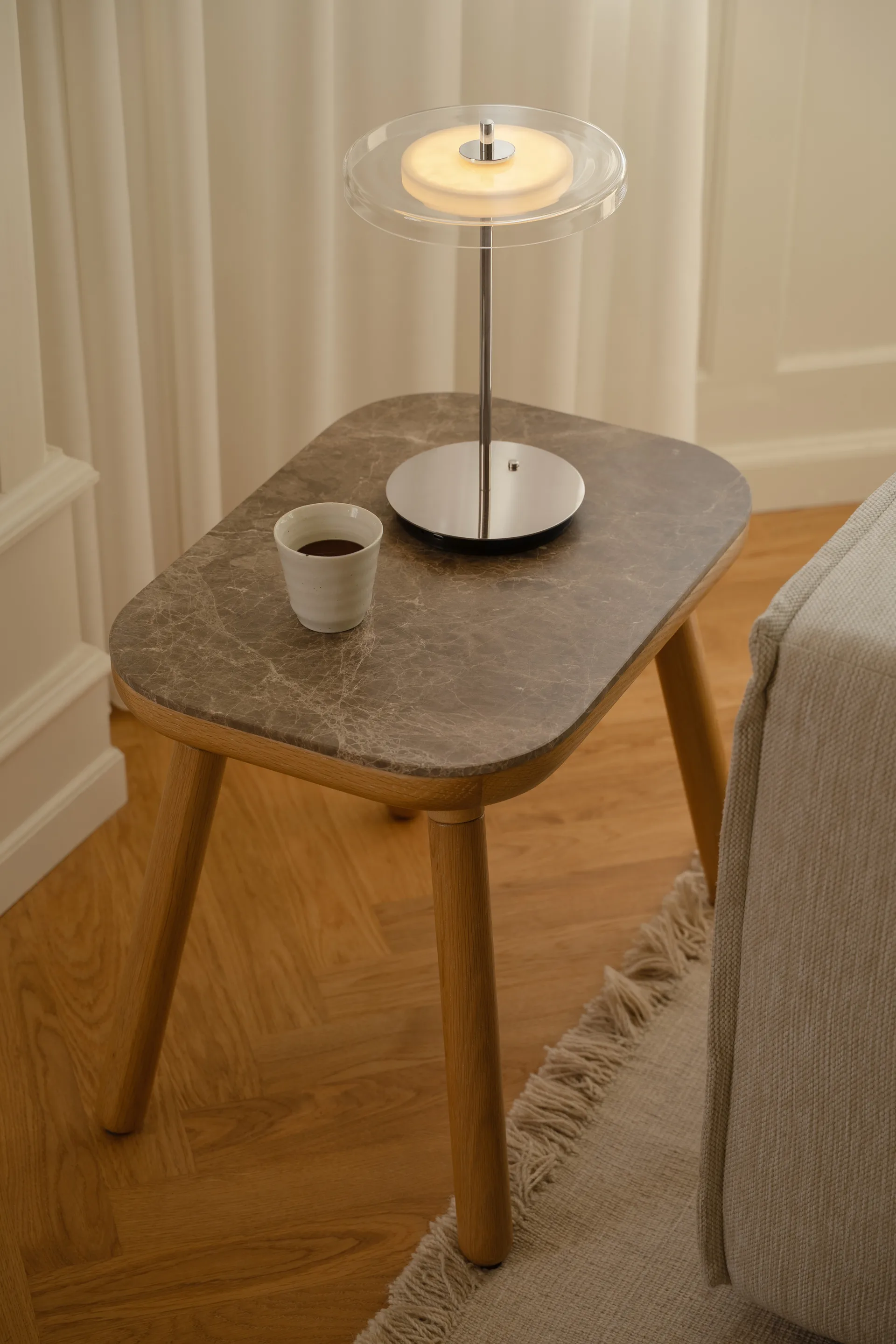 Asteria Move Tischleuchte, Glass-polished steel Umage