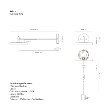 Asteria Wall Wandleuchte - Long, Pearl white-chrome - Umage