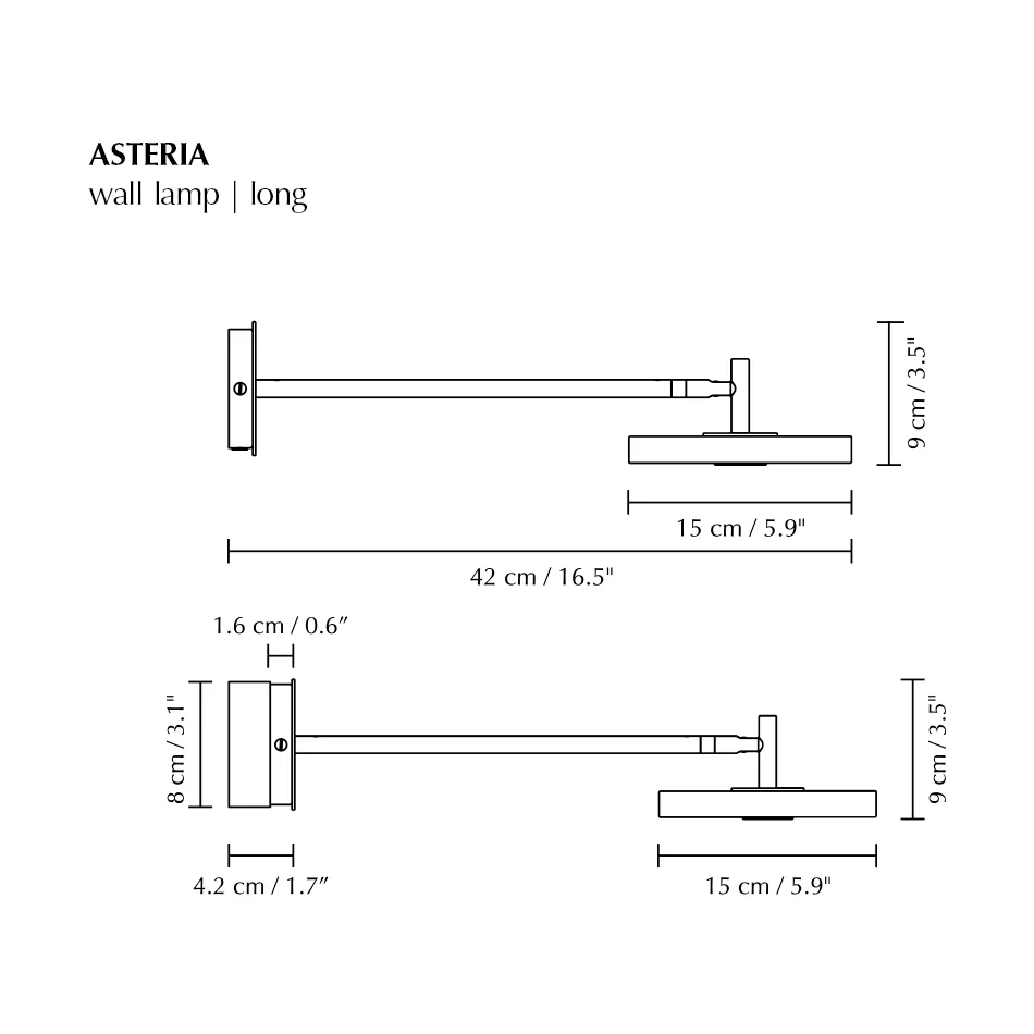 Asteria Wall Wandleuchte, Long, Polished brass Umage