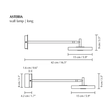 Asteria Wall Wandleuchte - Long, Polished steel - Umage