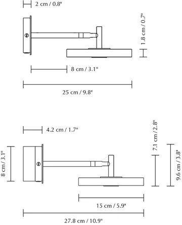 Asteria Wall Wandleuchte - Short, Black-brass - Umage