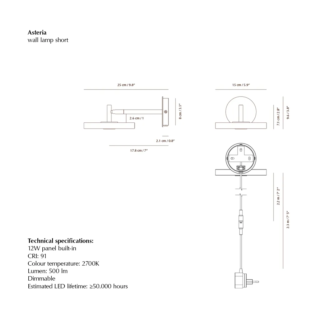 Asteria Wall Wandleuchte, Short, Nuance mist-chrome Umage