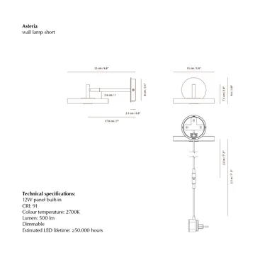 Asteria Wall Wandleuchte - Short, Pearl white-chrome - Umage