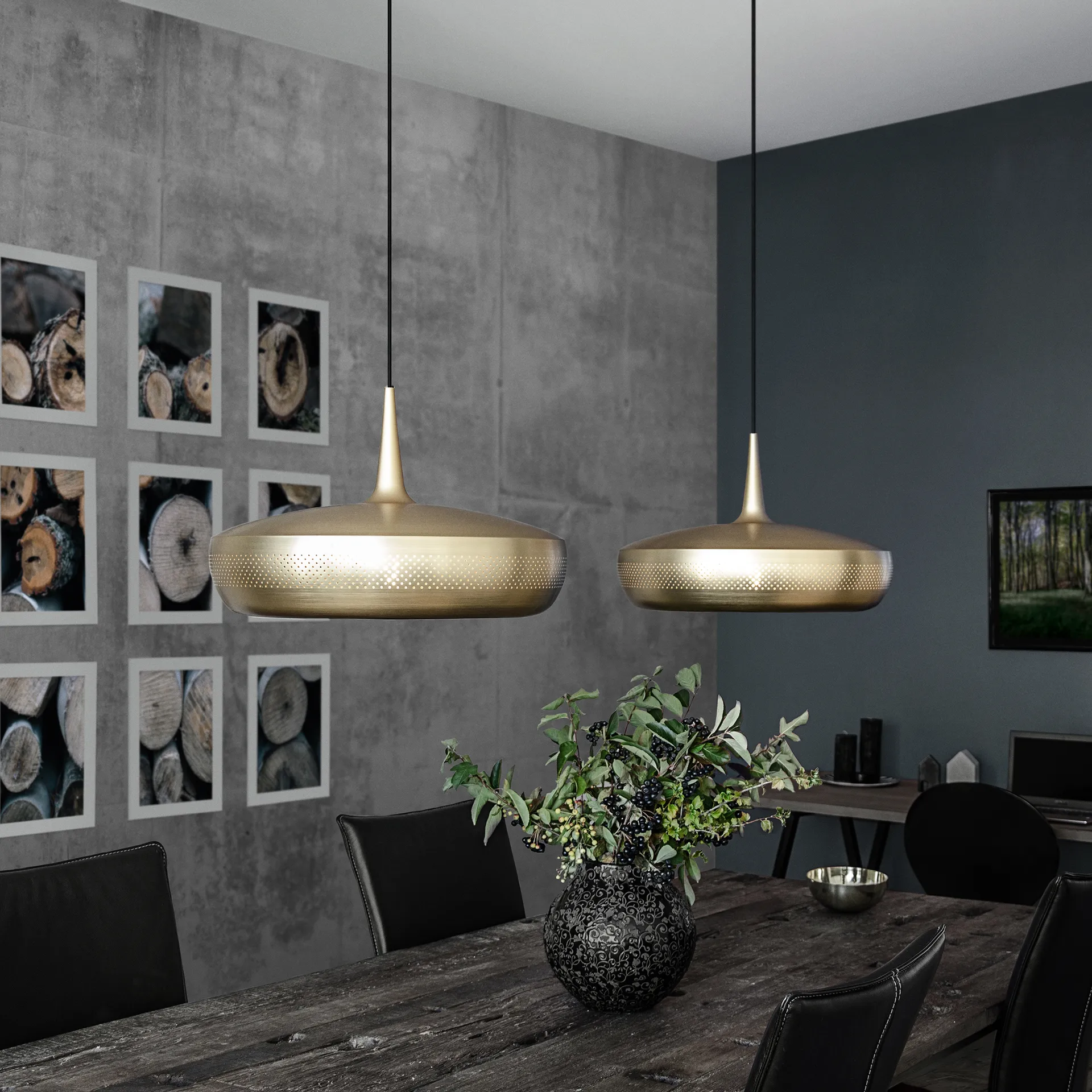 Clava Dine Pendelleuchte Ø43cm, Brushed brass Umage