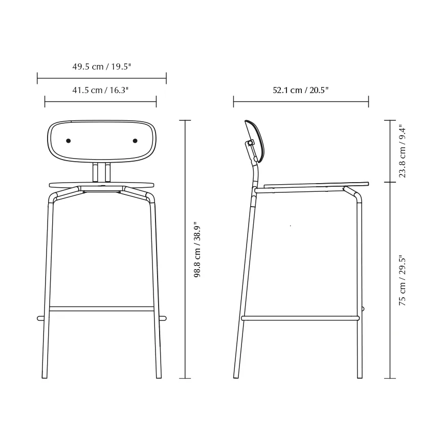 Curious Barhocker 75 cm, Oak-black Umage