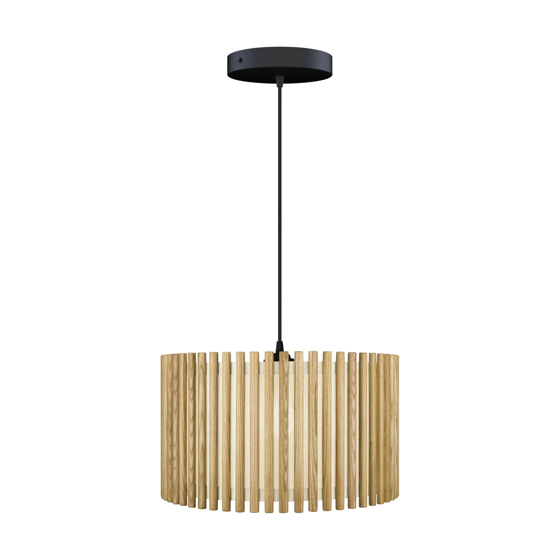 Komorebi Pendelleuchte large, Circle oak-schwarz Umage