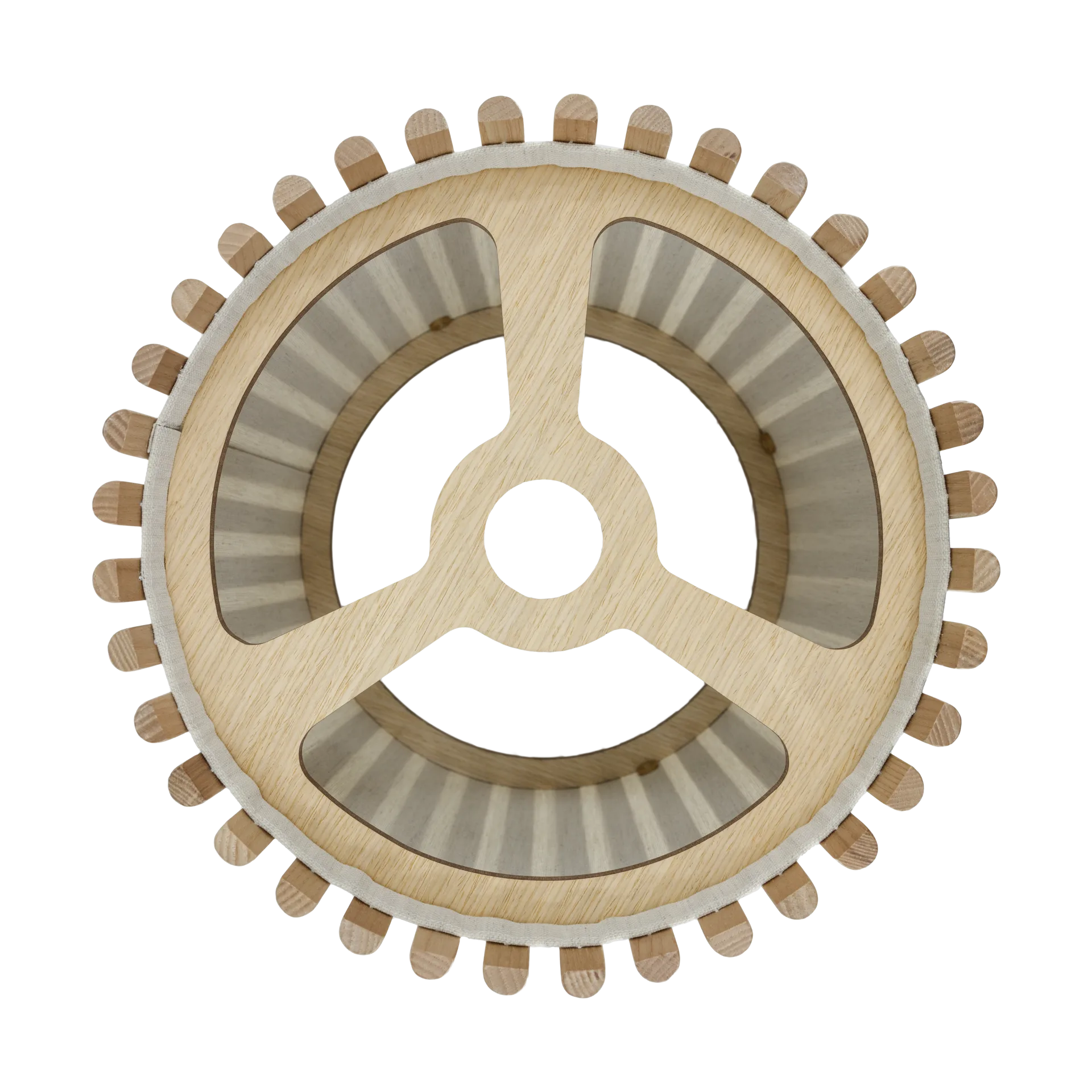 Komorebi Stehleuchte medium, Circle oak-Bürsteter Stahl Umage