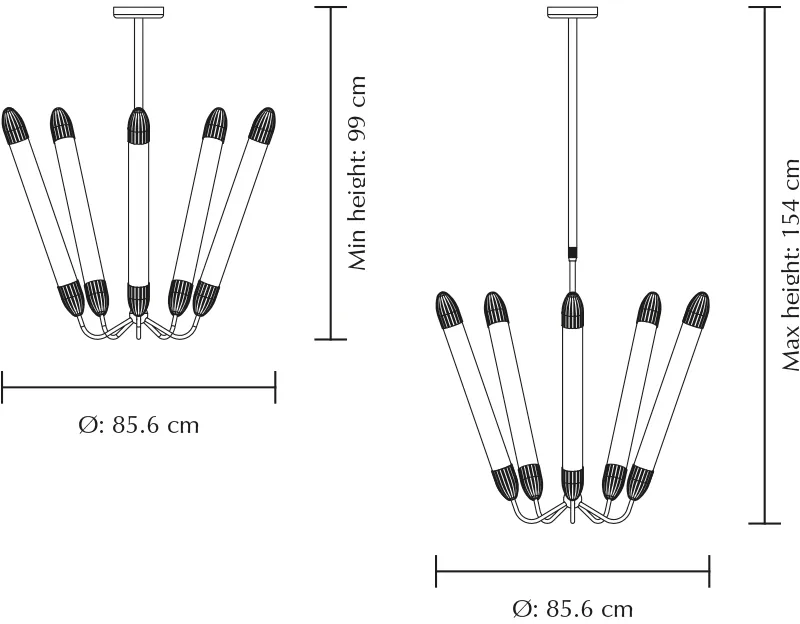 Lemon Squeeze Penta lange Deckenleuchte, Polished steel Umage