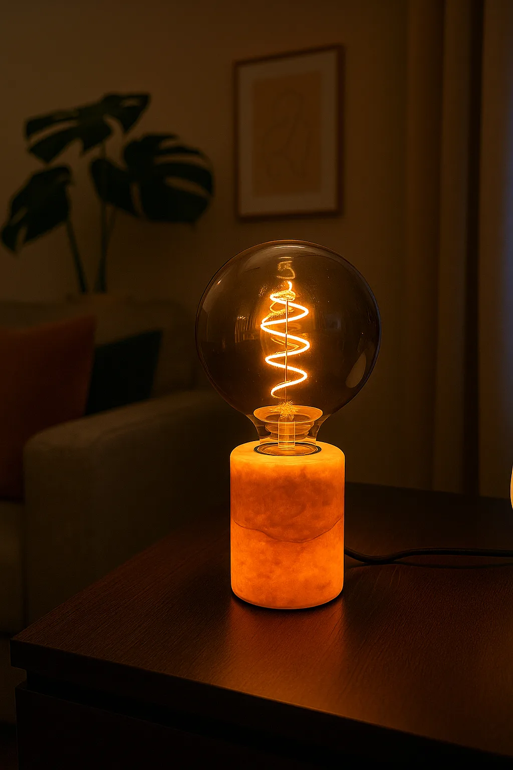 Marble Lampenfuß, Beige seidenmatt, Ø8×10,5 cm Unison