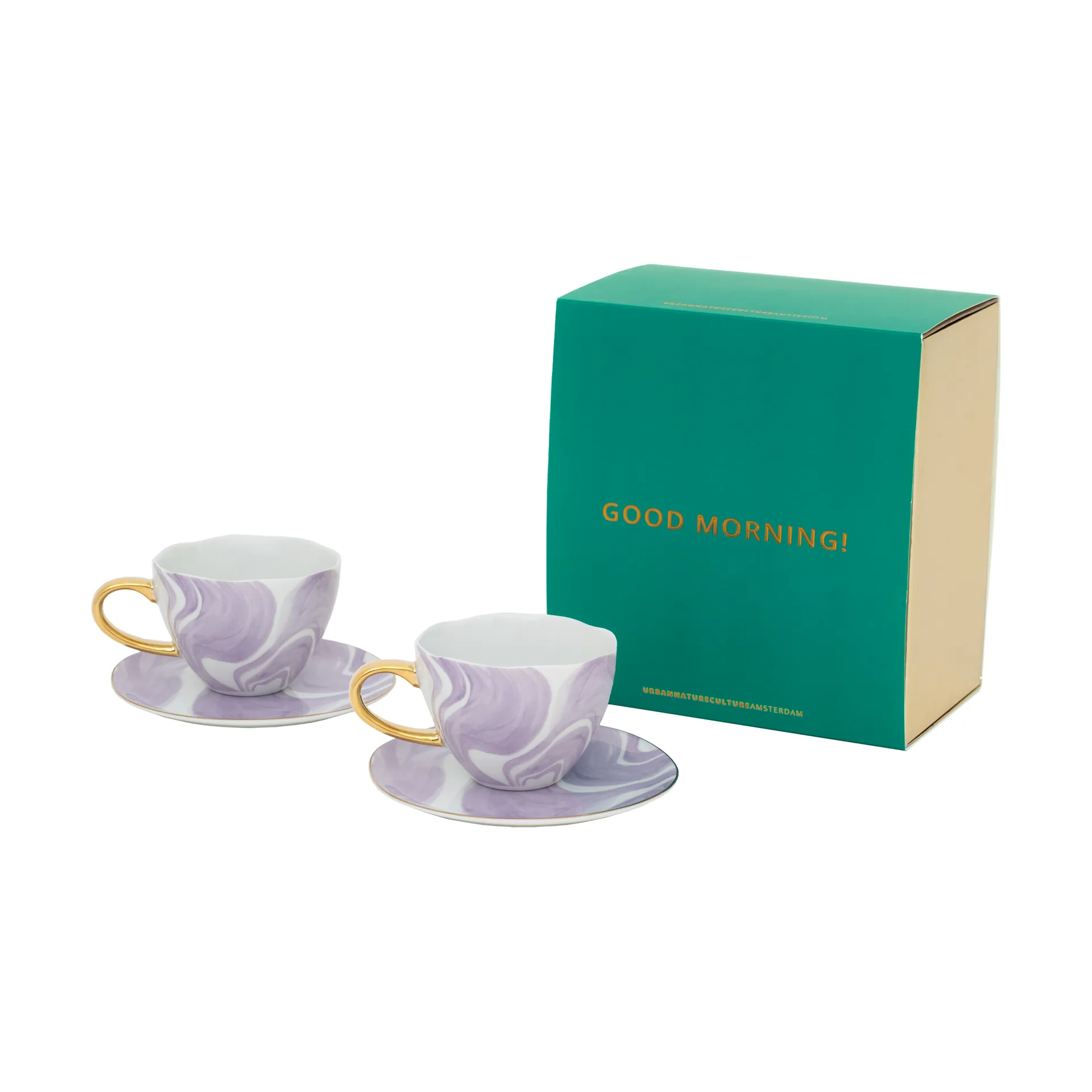 Good Morning Geschenkset Cappuccino Tasse & Untertasse 2er-Pack, Valuri violet URBAN NATURE CULTURE