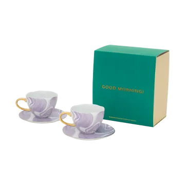 Good Morning Geschenkset Cappuccino Tasse & Untertasse 2er-Pack - Valuri violet - URBAN NATURE CULTURE
