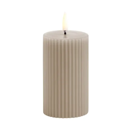 LED Blockkerze Geriffelt Ø5,8x10 cm, Sandstein Uyuni Lighting