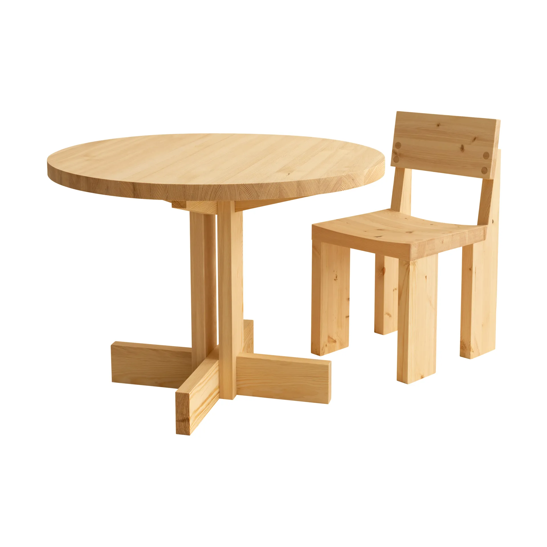 001 Dining Table Esstisch, Matt geöltes Wachs-Kiefernholz, Ø100 x 74 cm Vaarnii