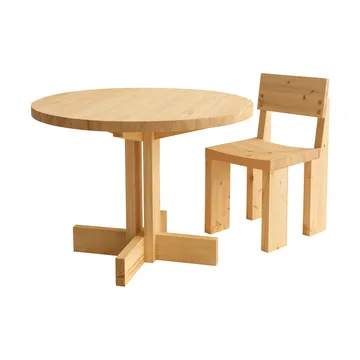 001 Dining Table Esstisch - Matt geöltes Wachs-Kiefernholz, Ø100 x 74 cm - Vaarnii