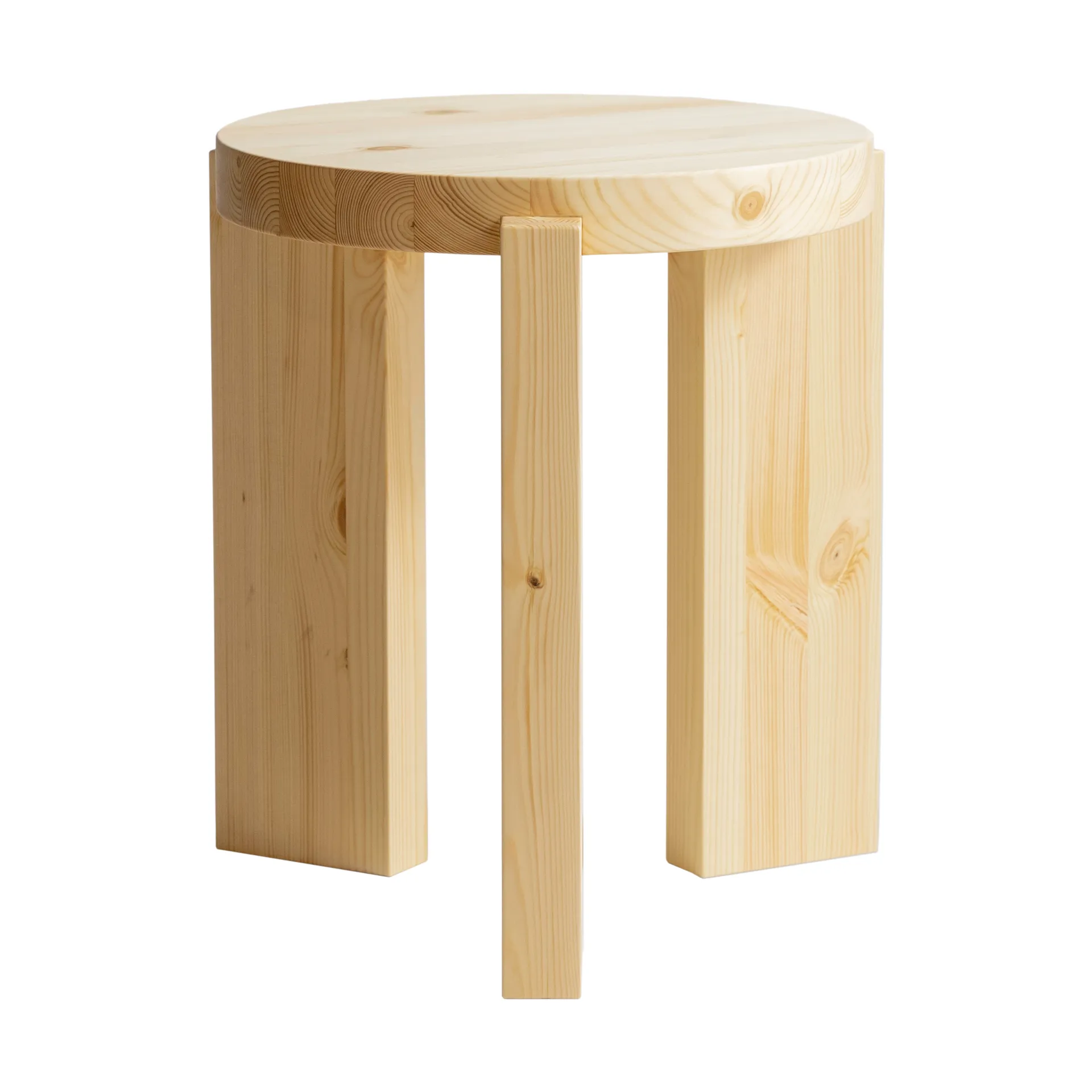 001 Stool runder Hocker, Matt geöltes Kiefernholz, Ø40x44 cm Vaarnii