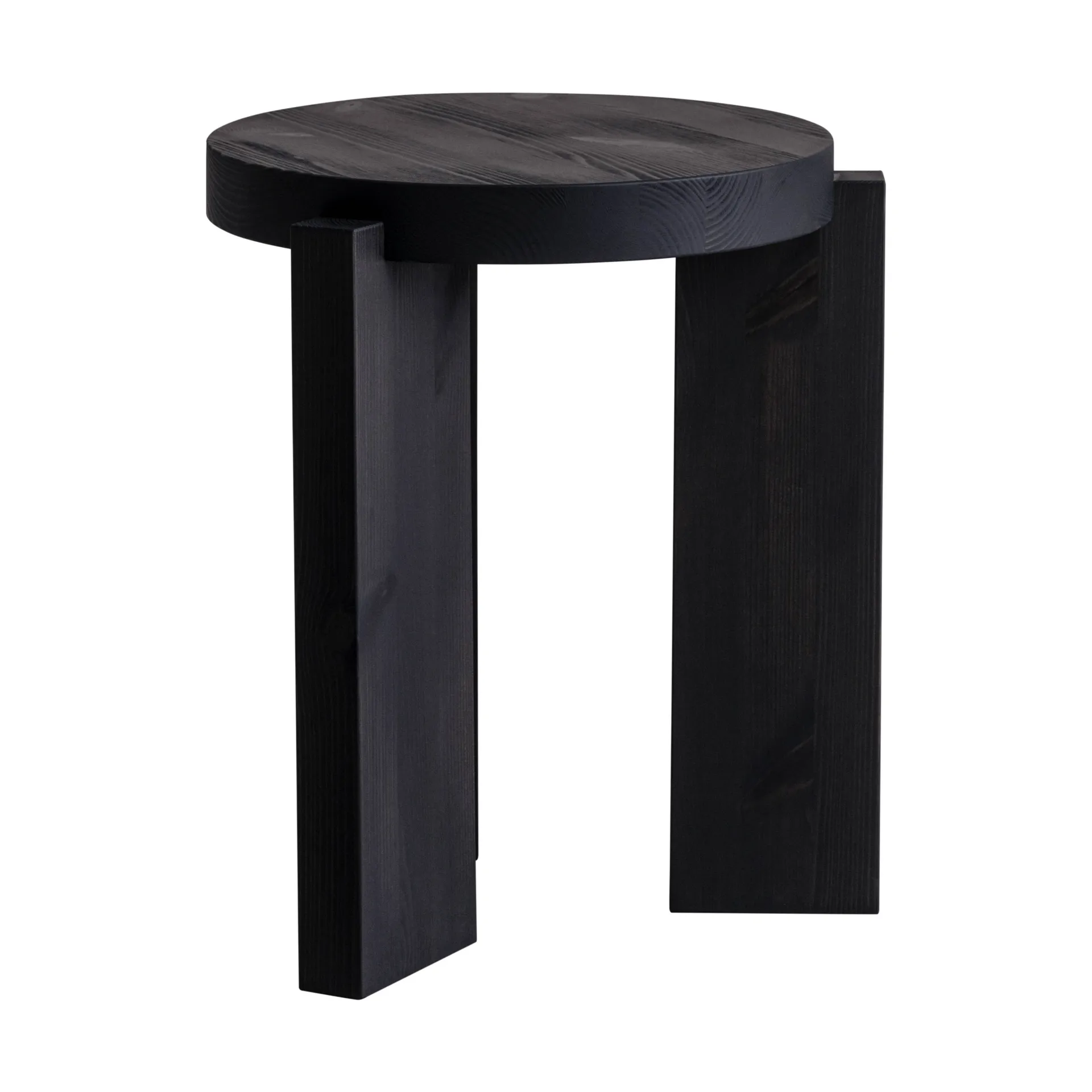 001 Stool runder Hocker, Schwarz gebeizte Kiefer, Ø40x44 cm Vaarnii