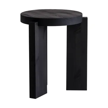 001 Stool runder Hocker - Schwarz gebeizte Kiefer, Ø40x44 cm - Vaarnii