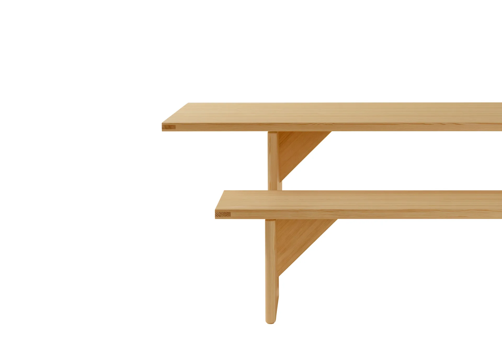 012 Kolmio Dining Table Tisch, Matt geöltes Wachs-Kiefernholz, 227x95x72 cm Vaarnii
