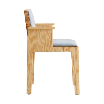 016 Maasto Dining Armchair Armlehnstuhl - Matt geöltes Wachs-Kiefernholz, frontseitig bezogen grau - Vaarnii