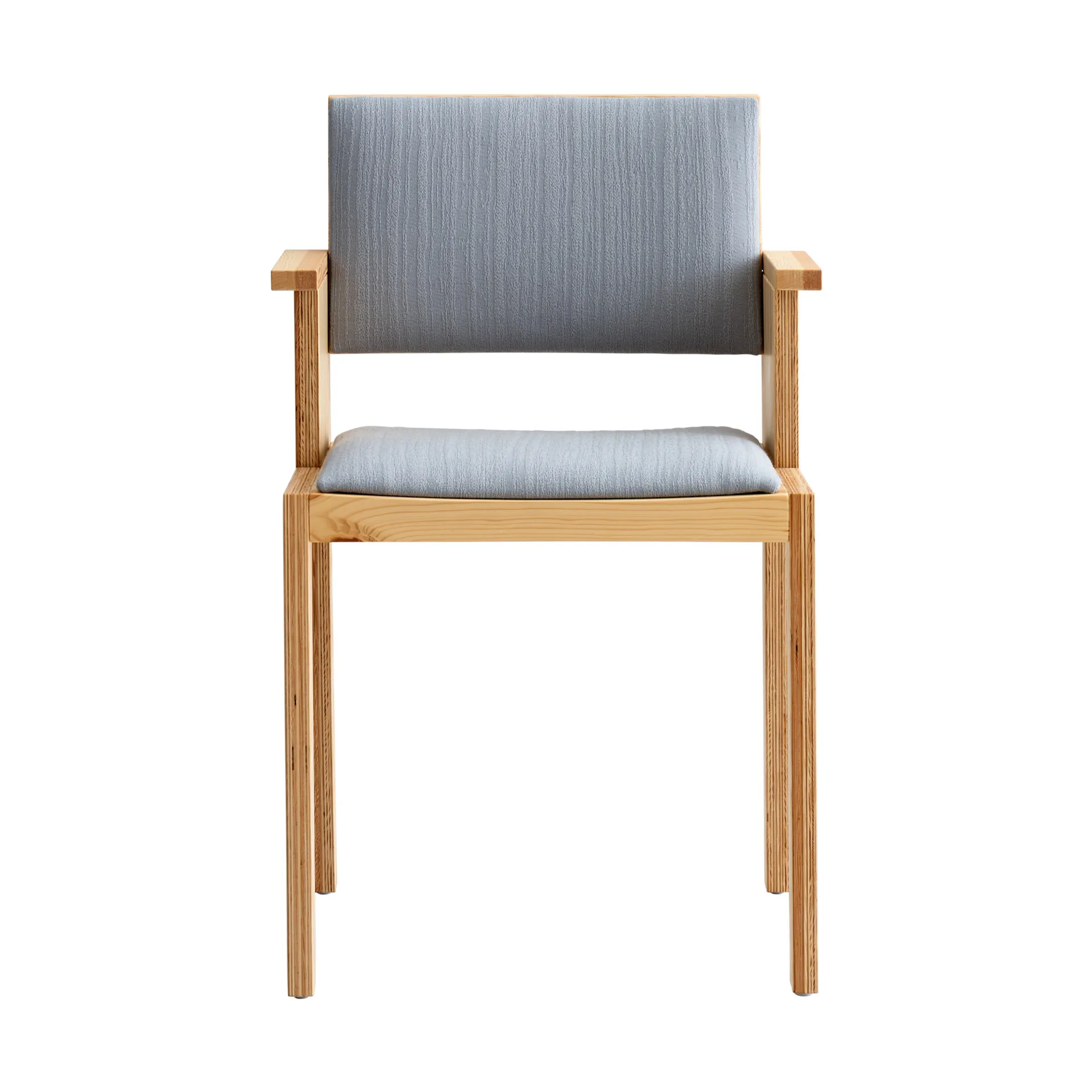 016 Maasto Dining Armchair Armlehnstuhl, Matt geöltes Wachs-Kiefernholz, frontseitig bezogen grau Vaarnii