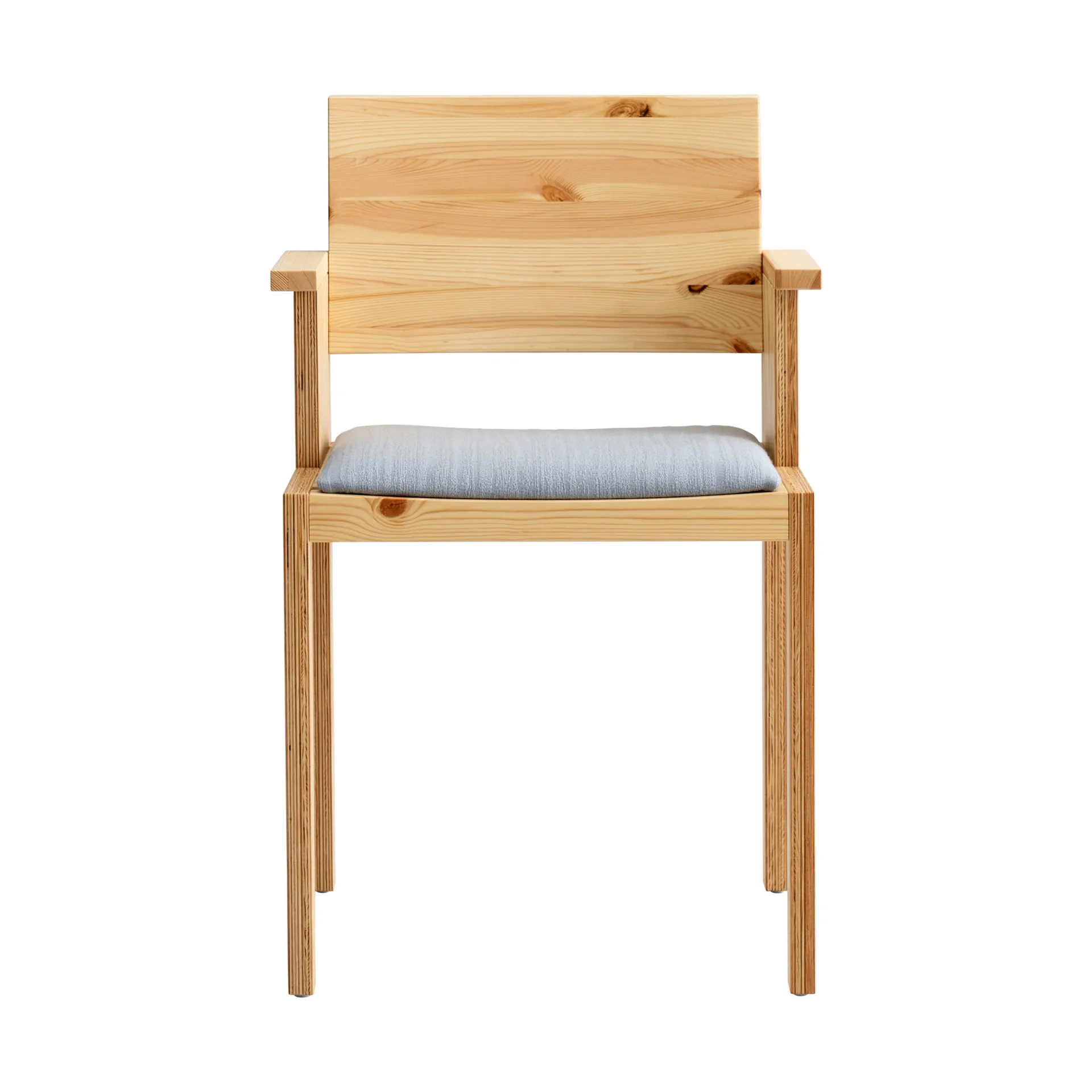 016 Maasto Dining Armchair Armlehnstuhl, Matt geöltes Wachs-Kiefernholz, gepolsterter Sitz grau Vaarnii